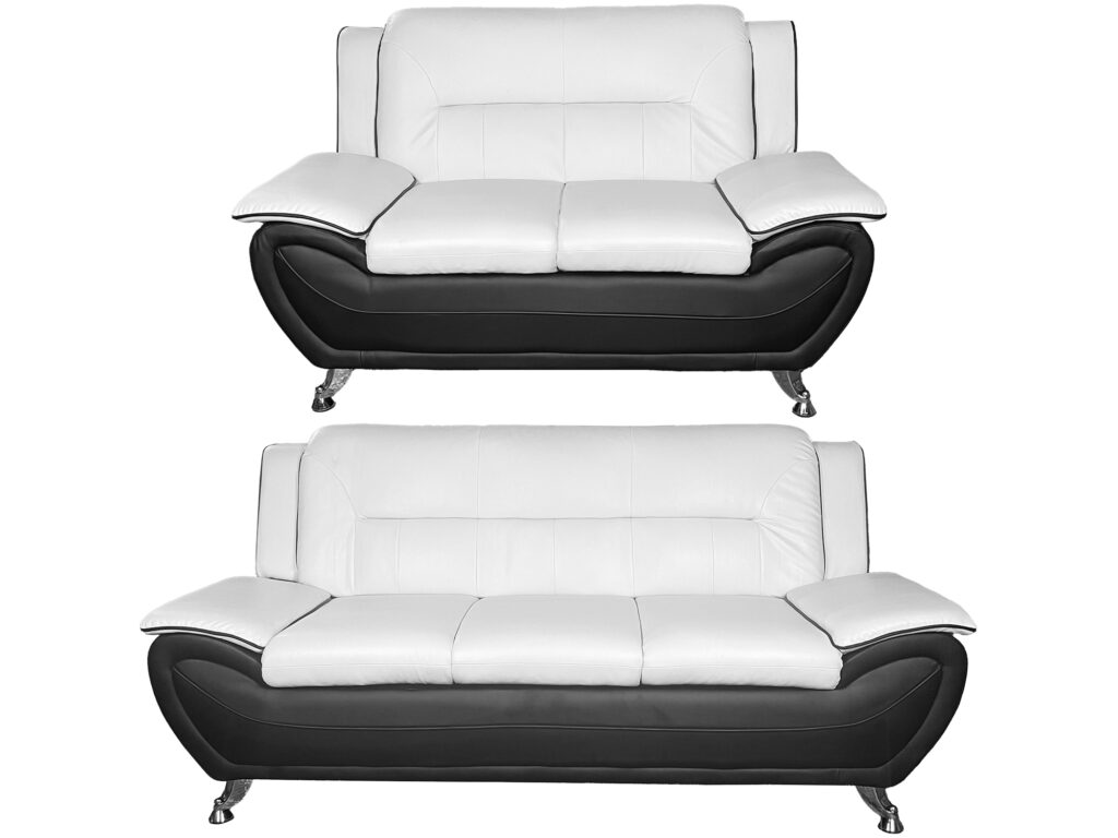 shiraz 3+2 leather-white/black