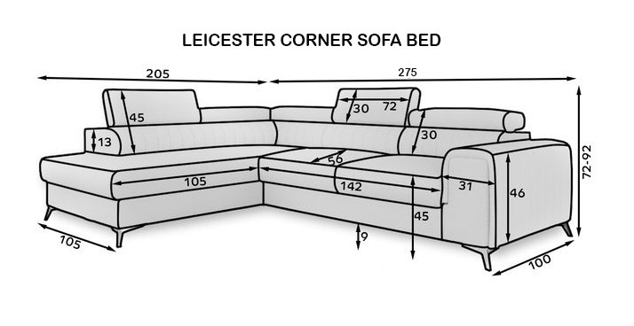 LAURENCE SOFABED LH- GREY