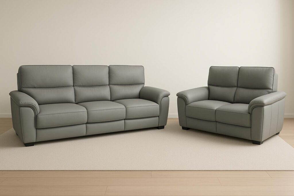 Paulo 3+2 Seater Genuine Leather Sofa Set in grey
